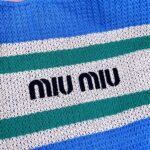 TOTE BAG 40 IN STRIPED PATTERN OF BLUE GREEN AND CREAM WHITE WOVEN RAFFIA - Image 3
