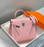 KELLY 28CM IN ROSE SAKURA SWIFT CALFSKIN SILVER HARDWARE - Image 3