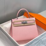 KELLY 28CM IN ROSE SAKURA SWIFT CALFSKIN SILVER HARDWARE - Image 2