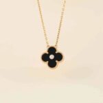 CLOVER 15MM DIAMOND ONYX NECKLACE - Image 7