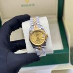 Rolex Datejust Golden Dial Fluted Bezel Watch - Image 4
