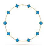 CLOVER 10 MOTIFS BLUE AGATE NECKLACE - Image 4