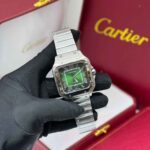Cartier Santos de Large Green Dial Stainless Steel Watch - Image 4