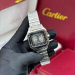 Cartier Santos de silver & Graduated Green Dial Watch - Image 4