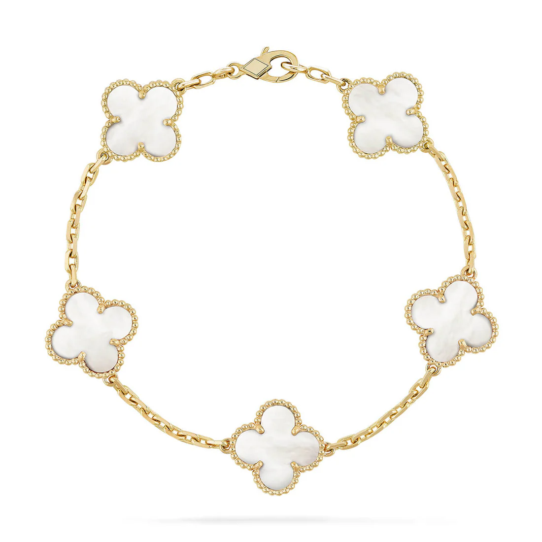 94f993012a0d89f64139ae94d2dfa548.webp CLOVER WHITE PEARL MOP 5 MOTIF BRACELET COLLECTION - Image 1