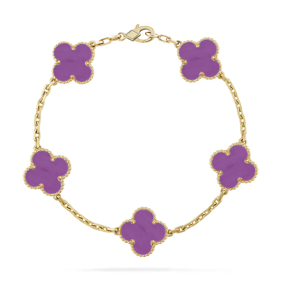 94f993012a0d89f64139ae94d2dfa548_acd40c38-3572-40bb-9d79-86b230134354.webp CLOVER 5 MOTIF VIOLET BRACELET COLLECTION - Image 1