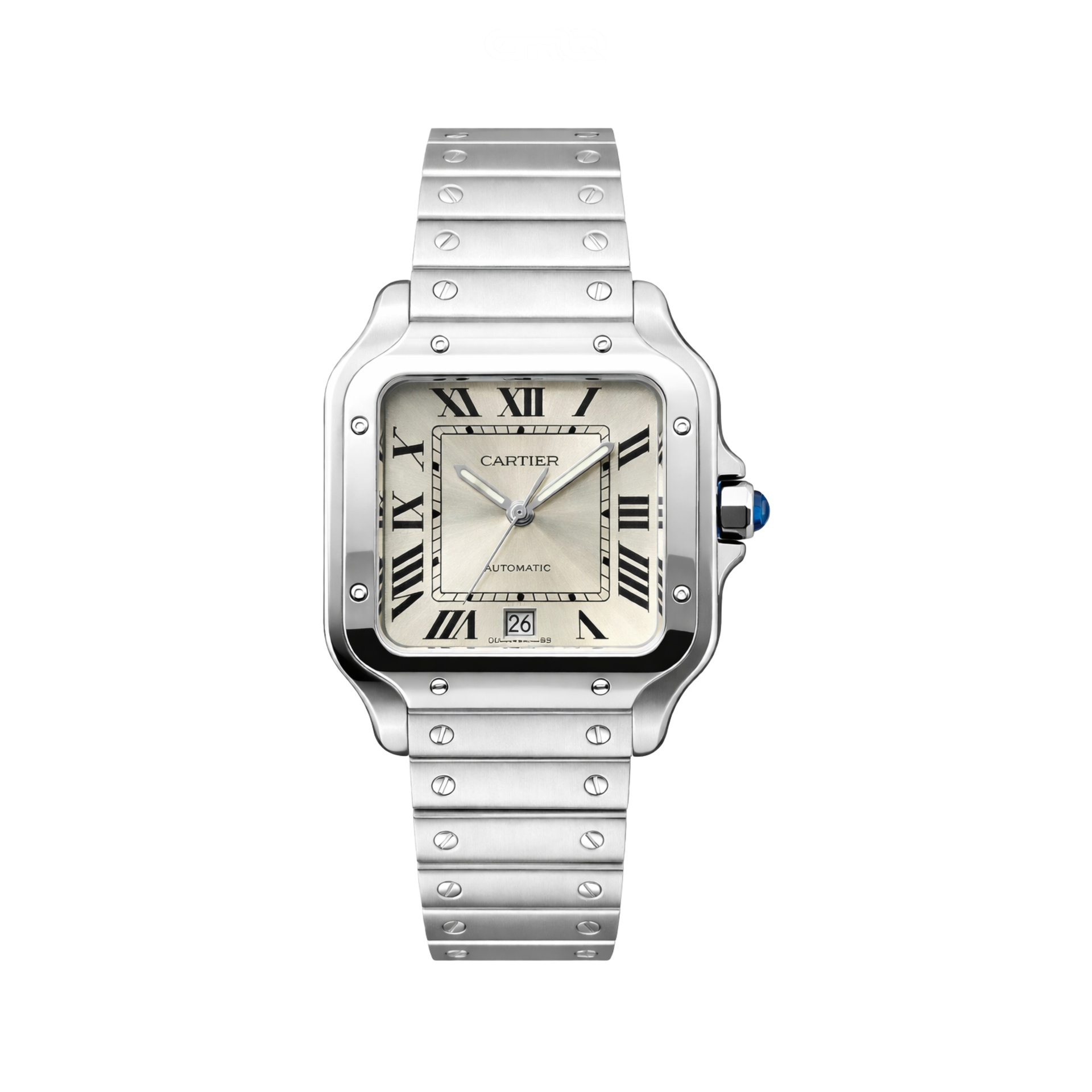 Cartier-Watch-Santos-de-Cartier-Automatic-White-Dial-Silver-1 Cartier Santos de Automatic White Dial Silver Watch – White & Silver & Dial - Image 1