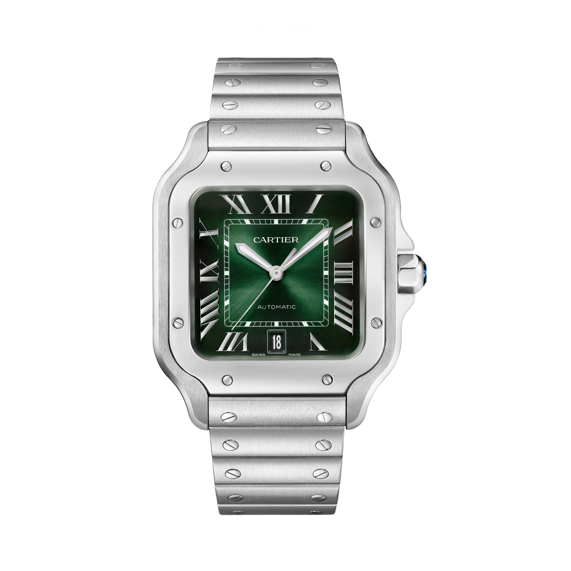Cartier-Watch-Santos-de-Cartier-Large-Green-Dial-Stainless-Steel-1 Cartier Santos de Large Green Dial Stainless Steel Watch - Image 1