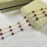 CLOVER 6 MOTIF RED AGATE BRACELET - Image 5