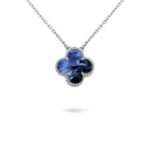 CLOVER 15MM PIETERSITE NECKLACE SILVER - Image 4