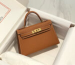 HM KELLY MINI 20 GOLDEN BROWN EPSOM GOLD HARDWARE - Image 13