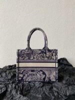 MISS SMALL TOTE 26 IN NAVY BLUE AND WHITE CANVAS - Image 9