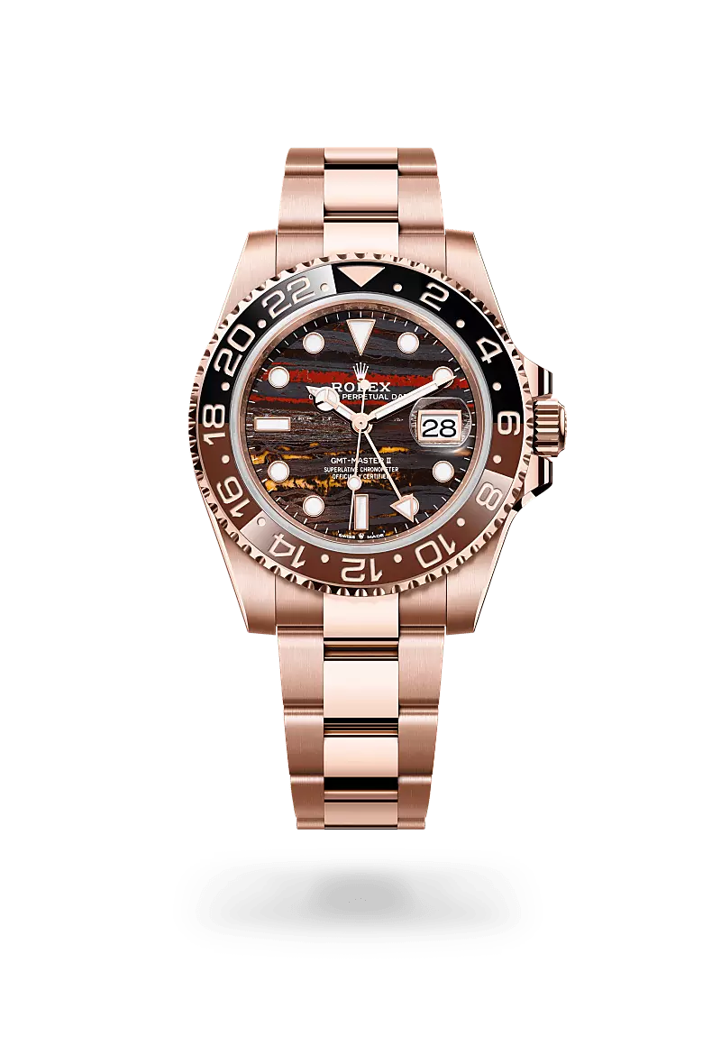 LOU_M149934_upright Rolex GMT-Master II Everose Tiger Eye Dial Watch - Image 1