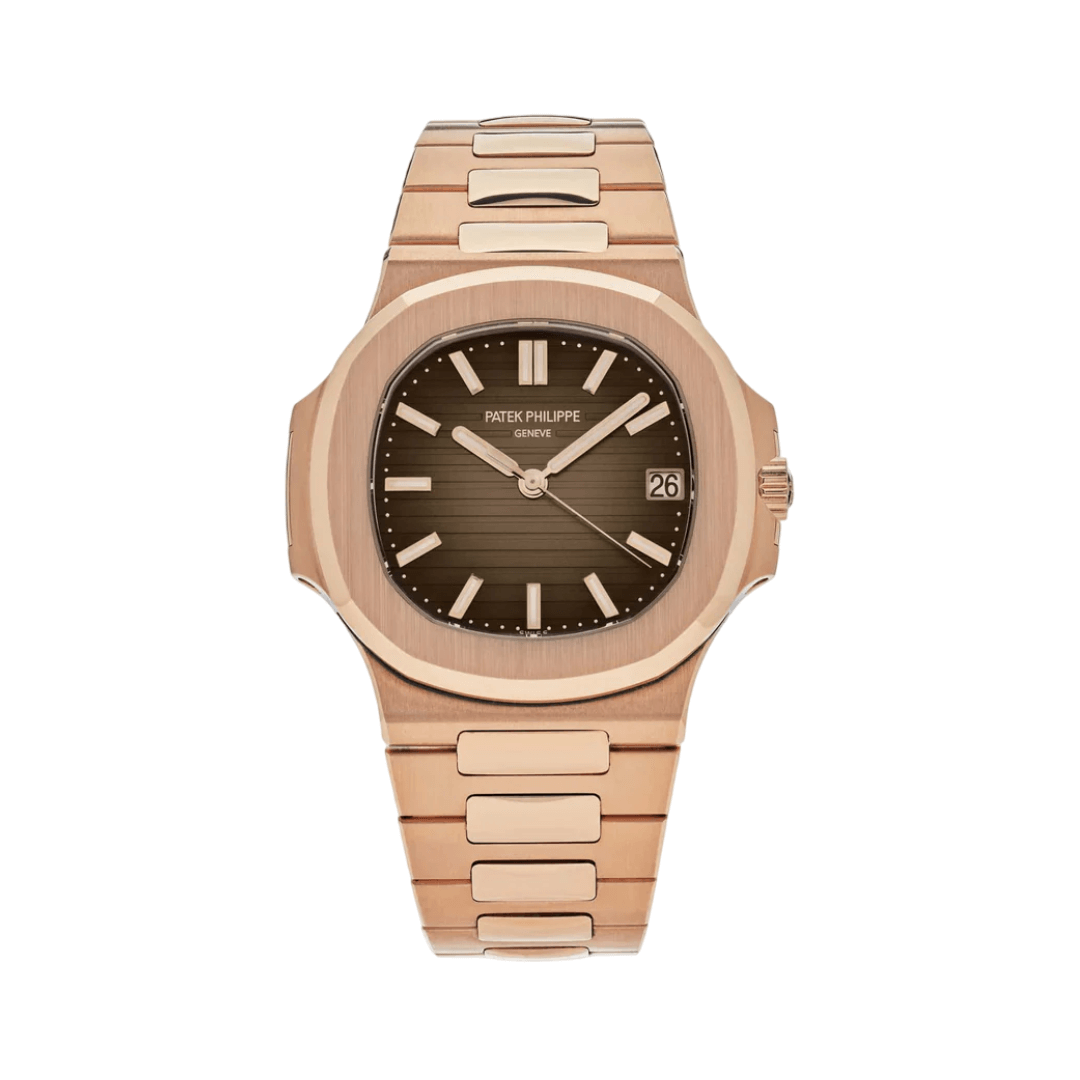 Patek-Philippe-Nautilus-57111R-001 Patek Philippe Nautilus Rose Gold Brown Dial Watch - Image 1