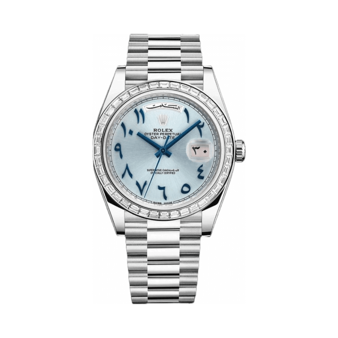 Rolex-Day-Date-22839TBR-Automatic Rolex Numerals Ice Blue Dial Watch - Image 1