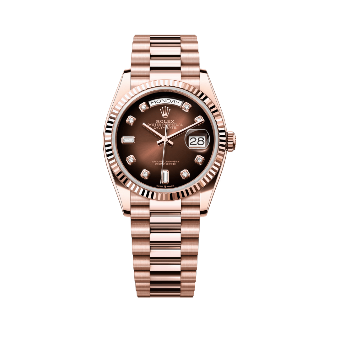 Rolex-Day-Date-36-m128235-0037 Rolex Day-Date Brown Ombré Diamond Dial Watch - Image 1
