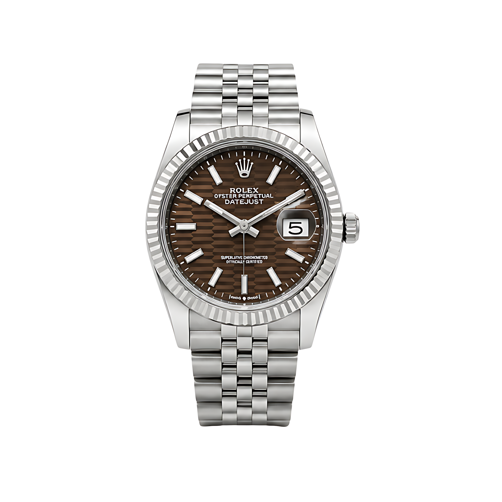 Rolex-Watch-_-Datejust-Brown-Dial-Fluted-Bezel-Silver-1 Rolex Watch | Datejust Brown Dial Fluted Bezel Silver - Image 1