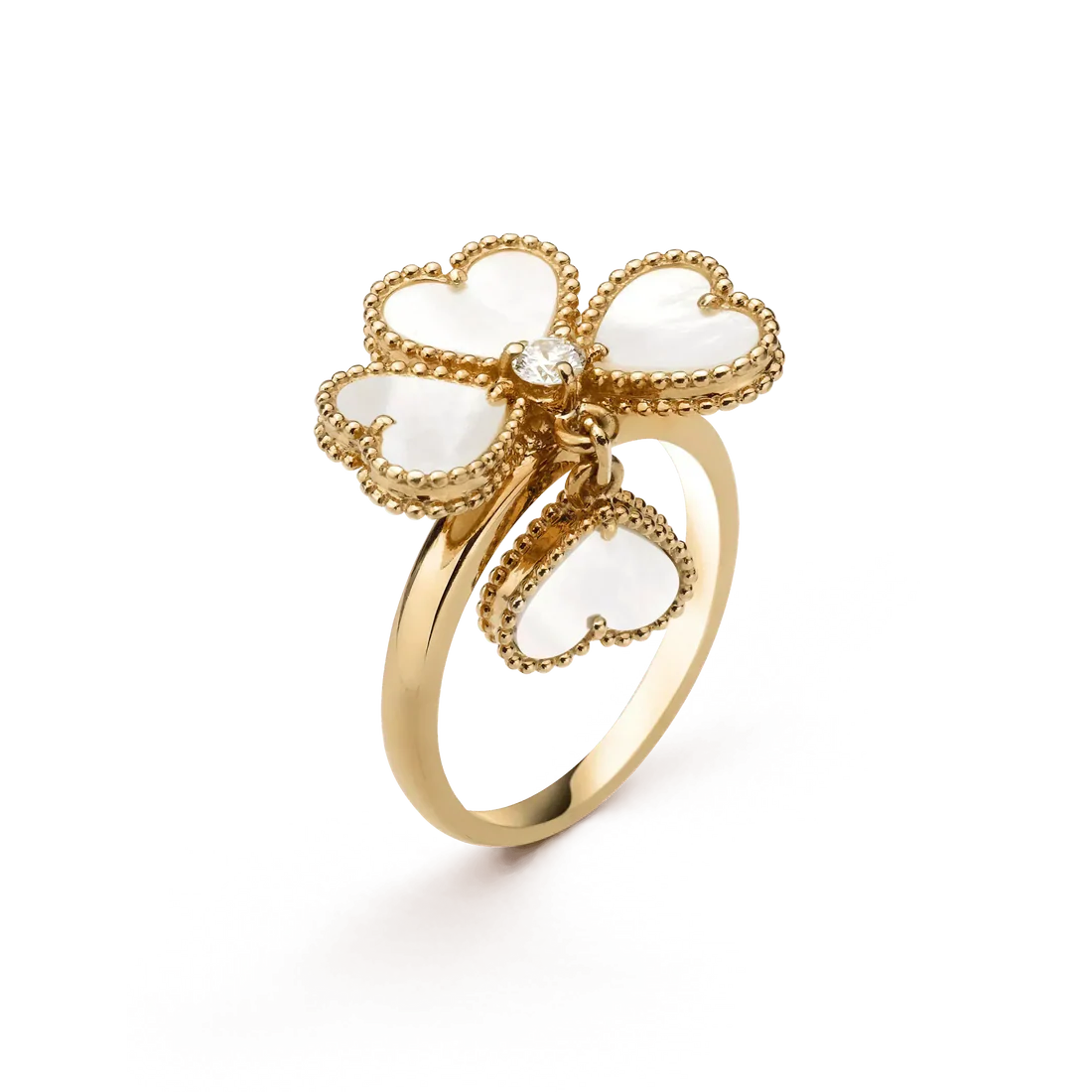 Van-Cleef-Arpels-Sweet-Alhambra-effeuillage-ring-Yellow-gold-Diamond-Mother-of-pearl-VCARN5P300_f579c8b9-817c-4778-9cd8-6e942d1bebac.webp SWEET CLOVER WHITE MOP RING - Image 1