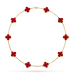 CLOVER 10 MOTIFS CARNELIAN NECKLACE