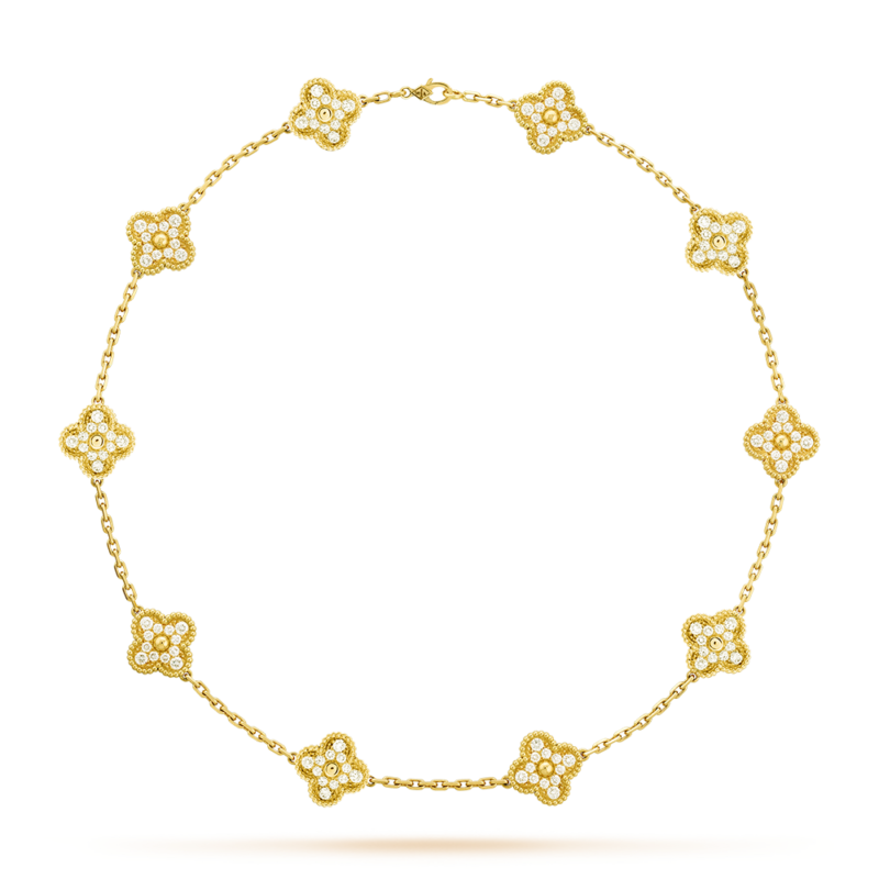 CLOVER 10 MOTIFS DIAMOND NECKLACE