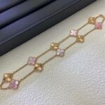 CLOVER 10 MOTIFS LASER PINK MOP NECKLACE