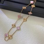 CLOVER 10 MOTIFS LASER PINK MOP NECKLACE