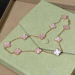 CLOVER 10 MOTIFS PINK MOP NECKLACE