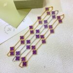 CLOVER 10 MOTIFS PURPLE VIOLET NECKLACE