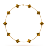 CLOVER 10 MOTIFS TIGER EYE NECKLACE