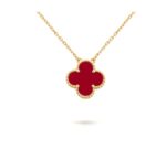 CLOVER 15MM CARNELIAN SINGLE FLOWER NECKLACE