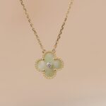 CLOVER 15MM DIAMOND GOLD MOTHER OF PEARL NECKLACE