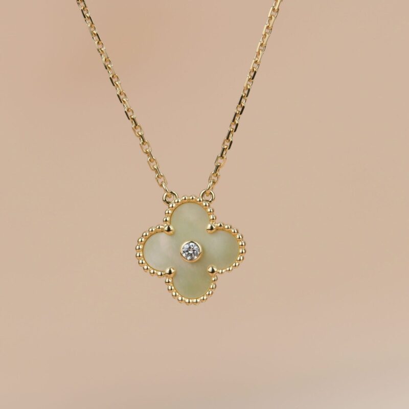CLOVER 15MM DIAMOND GOLD MOTHER OF PEARL NECKLACE
