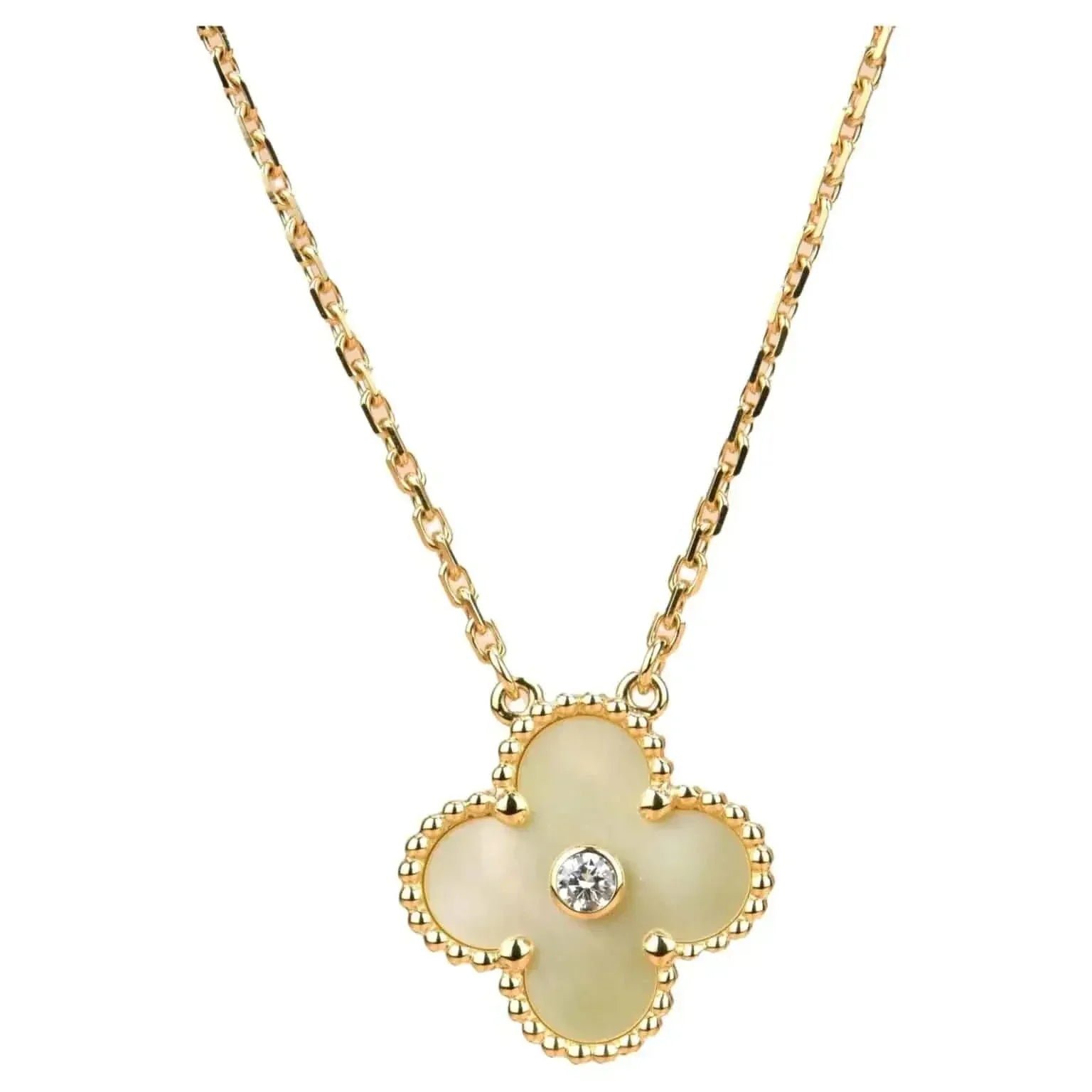 CLOVER 15MM DIAMOND GOLD MOTHER OF PEARL NECKLACE CLOVER 15MM DIAMOND GOLD MOTHER OF PEARL NECKLACE