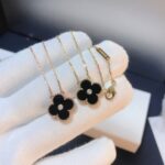 CLOVER 15MM DIAMOND ONYX NECKLACE