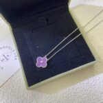 CLOVER 15MM DIAMOND PURPLE VIOLET NECKLACE