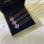 CLOVER 15MM DIAMOND PURPLE VIOLET NECKLACE