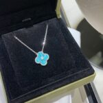 CLOVER 15MM DIAMOND SVRES PORCELAIN NECKLACE SILVER