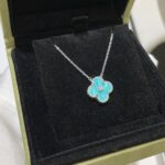 CLOVER 15MM DIAMOND SVRES PORCELAIN NECKLACE SILVER