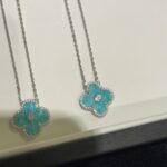CLOVER 15MM DIAMOND SVRES PORCELAIN NECKLACE SILVER