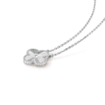 CLOVER 15MM LASER NECKLACE SILVER