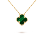CLOVER 15MM MALACHITE SINGLE FLOWER NECKLACE