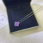 CLOVER 15MM PURPLE VIOLET NECKLACE