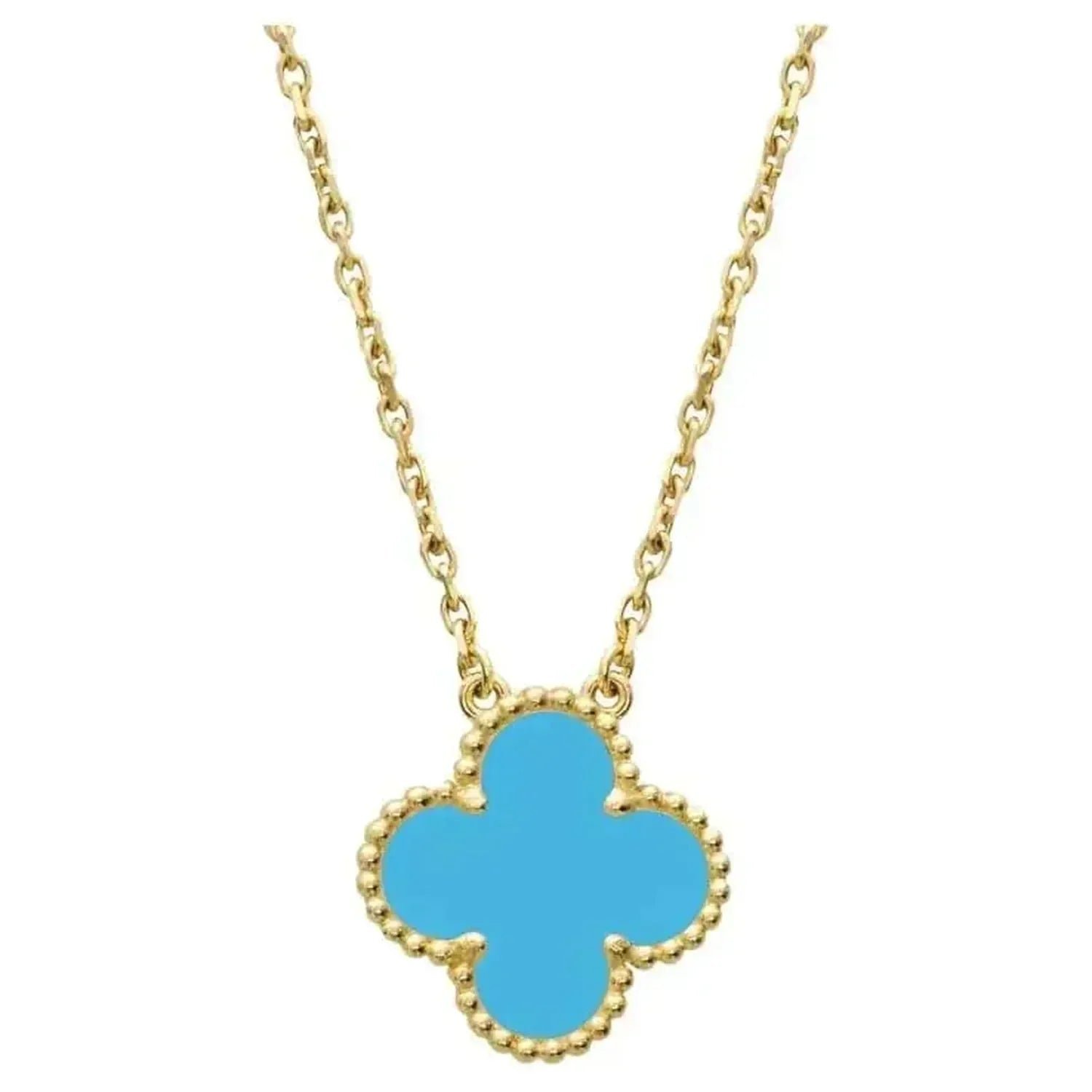 CLOVER 15MM VINTAGE TURQUOISE NECKLACE CLOVER 15MM VINTAGE TURQUOISE NECKLACE