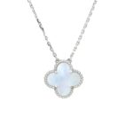 CLOVER 15MM WHITE MOTHER-OF-PEARL SILVER