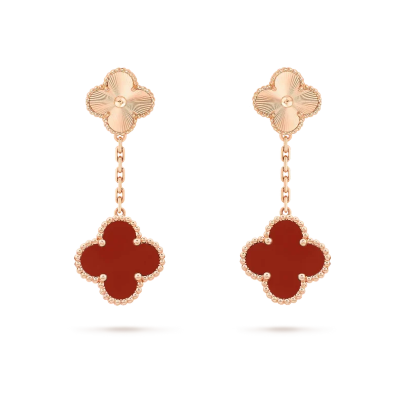 CLOVER 2 MOTIF LASER CARNELIAN EARRINGS