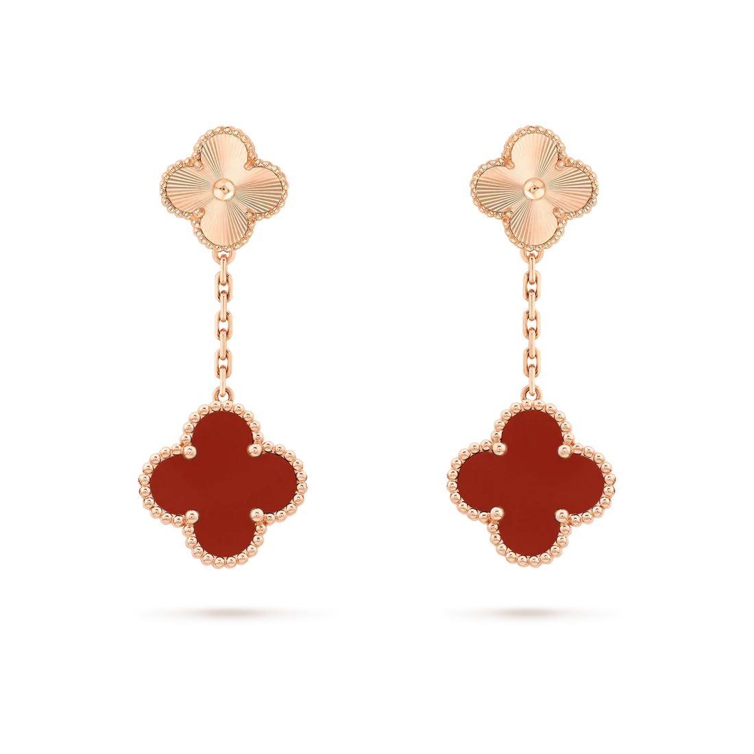 CLOVER 2 MOTIF LASER CARNELIAN EARRINGS CLOVER 2 MOTIF LASER CARNELIAN EARRINGS