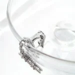 CLOVER 2 MOTIFS DIAMOND ONYX EARRINGS SILVER
