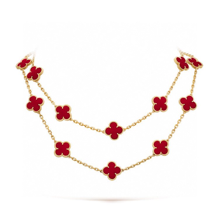 CLOVER 20 MOTIFS CARNELIAN NECKLACE