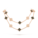 CLOVER 20 MOTIFS DARK MOP DIAMOND NECKLACE