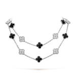 CLOVER 20 MOTIFS ONYX DIAMOND SILVER